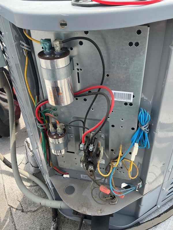 Completed comprehensive tune-up maintenance on single-system air conditioning unit with air handler. System was found operating without air filter; installed replacement filter during service. Performed standard preventive maintenance procedures including inspection of electrical components, capacitors, and contactor assembly, all of which were found in proper working condition.
