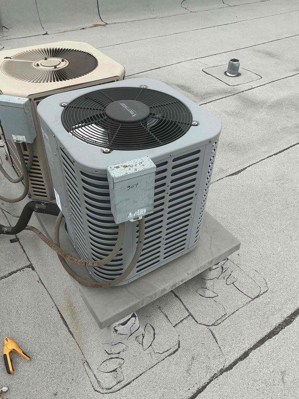 Completed preventative maintenance tune-up on residential rooftop air conditioning system and air handler. Performed comprehensive inspection of outdoor condenser unit including electrical components, capacitor, wiring connections, and refrigerant lines. All components found operating within normal parameters and system tested successfully upon completion.