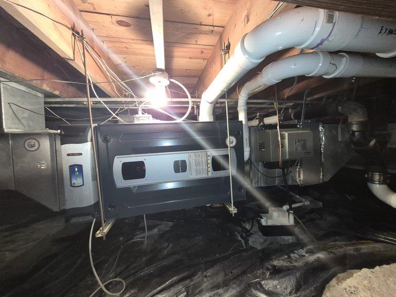 Completed comprehensive clean and check maintenance service on single HVAC system per comfort plan agreement. Performed thorough inspection of furnace and air handling equipment located in crawl space, including cleaning of two air filters which showed moderate dust and debris accumulation. All mechanical components, electrical connections, and ventilation systems were inspected and found to be operating within normal parameters.