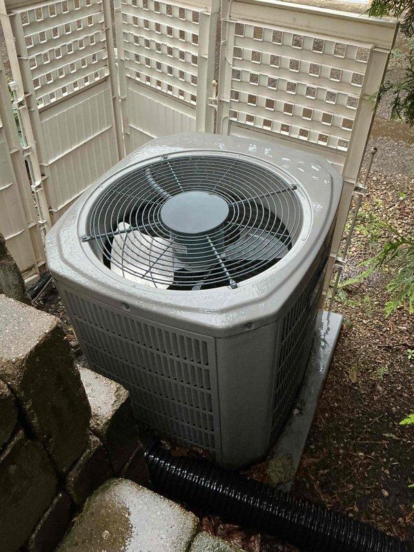 # HVAC Condenser Coil Cleaning

Performed comprehensive cleaning of outdoor air conditioning condenser unit due to heavy accumulation of dirt, dust, and debris on coil fins. The evaporator coils exhibited significant particulate buildup that was restricting airflow and reducing heat transfer efficiency. Thoroughly cleaned all coil surfaces using appropriate methods to remove matted debris from between aluminum fins and restored proper airflow through the unit. Inspected refrigerant lines and connections during service. Upon completion, unit demonstrated improved operational efficiency and restored cooling capacity.