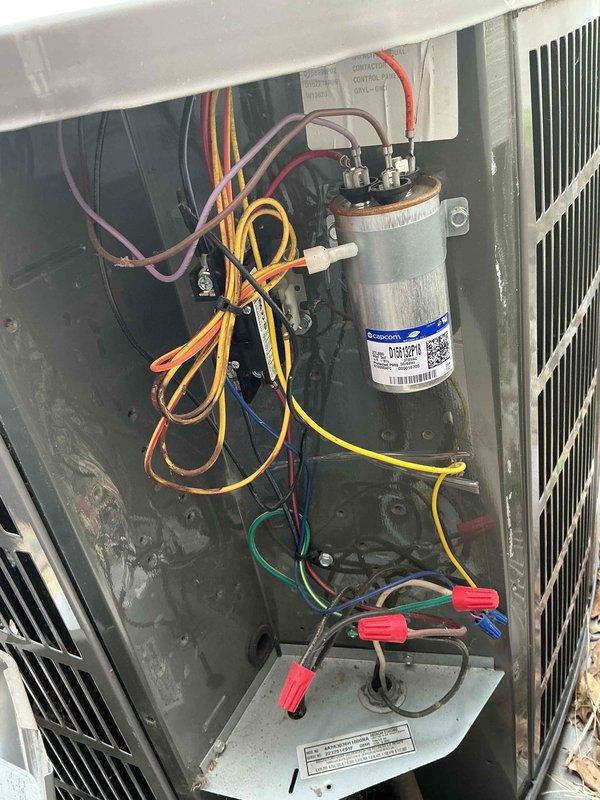 Completed spring clean and check maintenance on two air conditioning systems as part of comfort plan agreement. Performed comprehensive inspection of both outdoor condenser units and indoor air handler components, including examination of capacitors, electrical connections, blower motor assemblies, control boards, and heat exchanger coils. All wiring connections were verified secure, system components were cleaned, and both units were confirmed operational with no deficiencies noted.