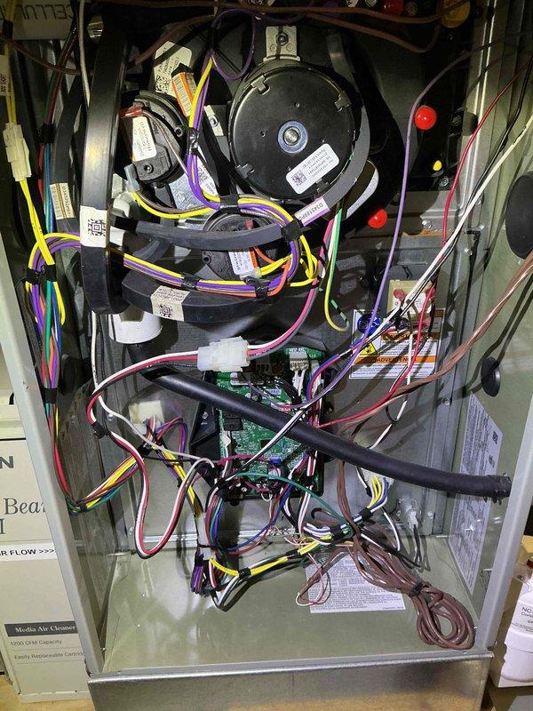 Completed spring clean and check maintenance on two air conditioning systems as part of comfort plan agreement. Performed comprehensive inspection of both outdoor condenser units and indoor air handler components, including examination of capacitors, electrical connections, blower motor assemblies, control boards, and heat exchanger coils. All wiring connections were verified secure, system components were cleaned, and both units were confirmed operational with no deficiencies noted.