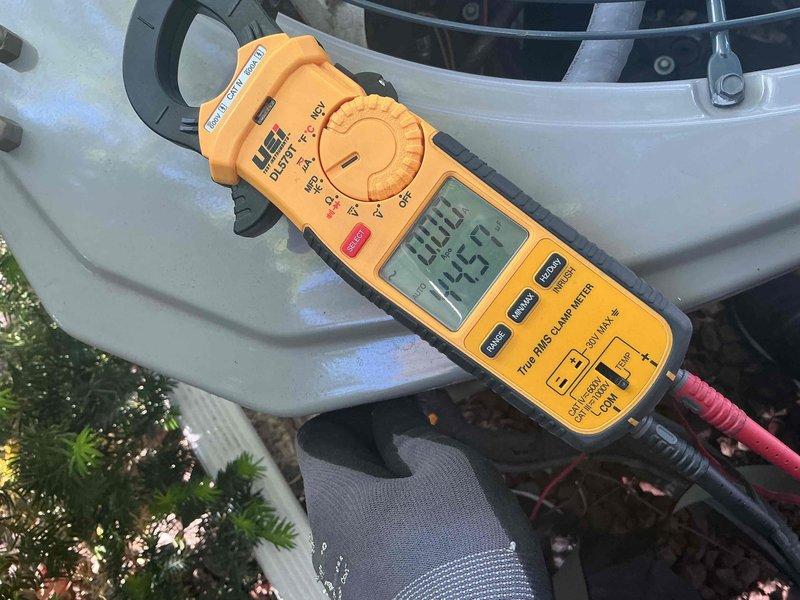 Completed spring preventive maintenance on air conditioning system per comfort plan agreement. Performed comprehensive clean and check procedures including electrical diagnostics with clamp meter readings showing 120.05 volts and 125.7°F temperature measurements on outdoor condensing unit. System operating within normal parameters upon completion of service.