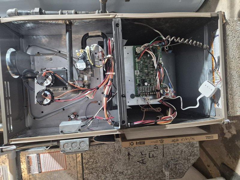 Performed comprehensive AC tune-up and system evaluation on a 2-year-old residential air conditioning unit. Collected equipment information for new customer account setup, conducted standard maintenance inspection of blower assembly, control board, and electrical connections, and documented system condition with diagnostic measurements using digital multimeter. All components found operating within normal parameters.