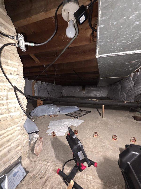 Performed comprehensive AC replacement estimate for 2-story home with basement containing a non-functional 1980s Carrier unit with confirmed refrigerant leak. Assessed existing HVAC infrastructure in crawl space, documenting spray foam insulation conditions, ductwork dimensions and configuration, and electrical routing for proper system sizing and installation planning. Provided estimate options including ERV system integration with Broan AI Series 210 CFM unit to address ventilation requirements.