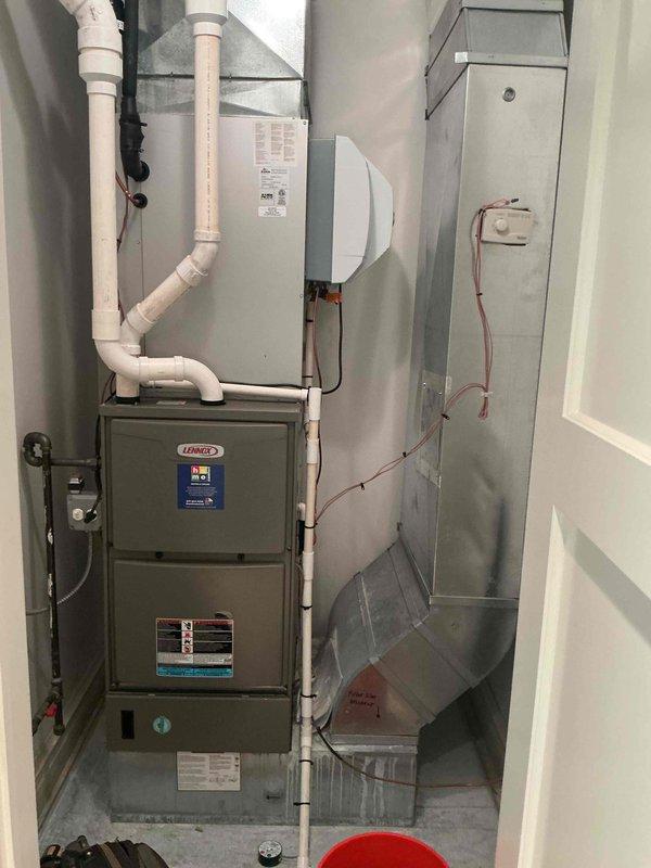 Completed spring clean and check maintenance on three air conditioning systems as part of comfort plan service. Performed comprehensive inspection, cleaning, and testing of all units including the Lennox system installation, verified system temperatures and operational parameters, and documented equipment conditions with diagnostic measurements showing proper functionality at 432°F on heating components.