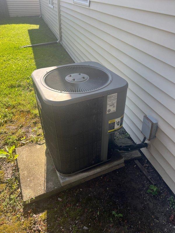 Completed estimate for full HVAC system replacement at residential property. Assessed existing Lennox furnace/air handler located in interior utility closet and outdoor condensing unit with beige top panel positioned on concrete pad against exterior wall with white vinyl siding. Evaluated both units for age, efficiency, and operational condition to provide comprehensive replacement recommendations. Documented current equipment specifications, installation configuration, and spatial constraints for proper system sizing and equipment selection. Photographed existing installations to support estimate preparation for new furnace and air conditioning system.