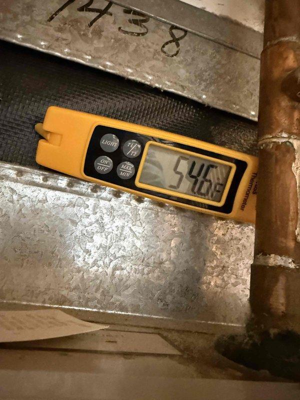 Completed comprehensive tune-up and inspection on air conditioning and air handler system. Performed diagnostic measurements using digital instrumentation, recording supply air temperature of 54°F and electrical readings of 22.3V and 3.83A to verify proper system operation. System found to be operating within normal parameters with no corrections needed at time of service.