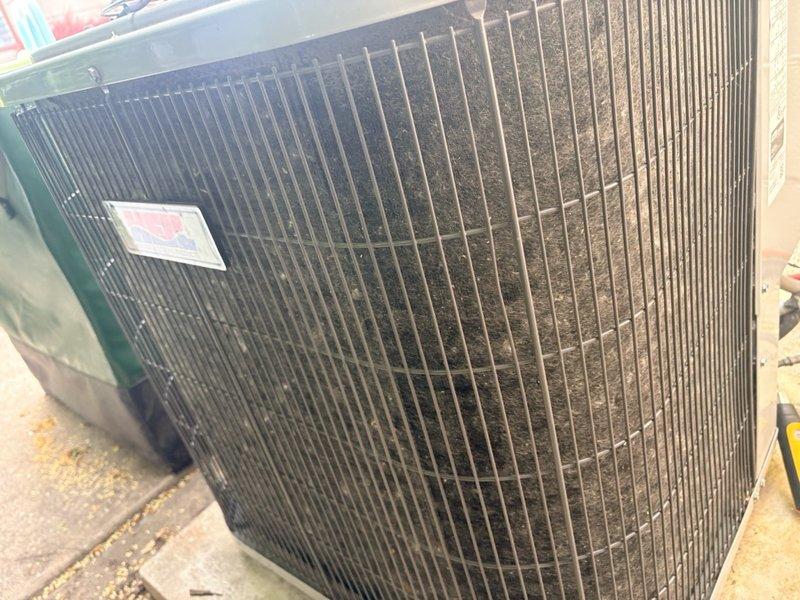 Responded to emergency no-cooling call for 3-year-old residential air conditioning system. Upon arrival, performed visual inspection of outdoor condensing unit, noting significant accumulation of dirt and debris on condenser coil fins restricting airflow. Conducted diagnostic testing using refrigerant gauges to assess system pressures and operational parameters. Condenser coil cleaning required to restore proper heat exchange and system efficiency, addressing primary cause of cooling failure.