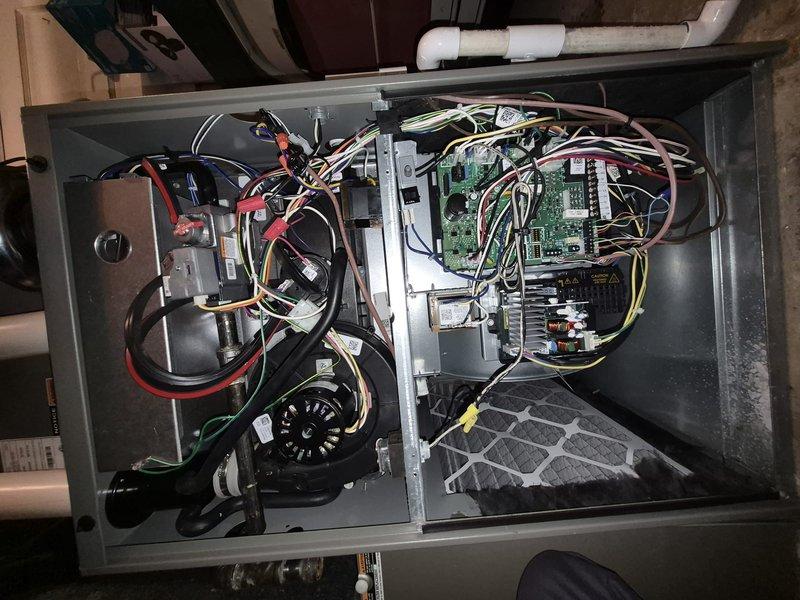 Completed spring preventive maintenance on air conditioning system per comfort plan agreement. Performed comprehensive clean and check procedures including inspection of all major components, electrical connections, control boards, blower motor assembly, and condensate drain system. Verified proper operation of all safety controls and system functionality. Unit found in good operating condition with all components clean and functioning as designed.