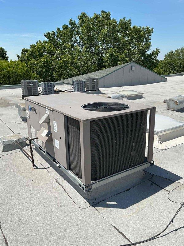 Performed scheduled commercial HVAC maintenance on York rooftop unit at 3950 Conservancy location. Completed clean and check procedures per customer care program requirements, including replacement of three standard air filters. All RTU components inspected and confirmed operational, with photographic documentation of equipment and replaced filters maintained for service records.
