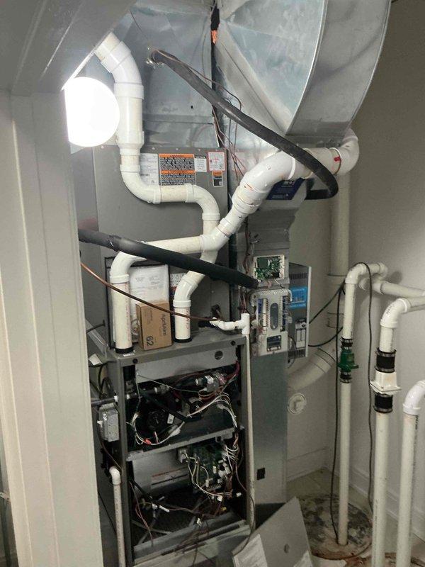 Completed no-charge warranty service for HVAC system addressing two post-installation issues. Installed missing outdoor temperature sensor for humidifier system that was inadvertently removed during initial installation. Diagnosed and verified proper operation of zone damper that customer reported as potentially malfunctioning, confirmed damper actuator wiring connections and tested system cycling to ensure correct operation of all zones.