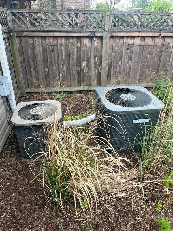 Responded to no cooling complaint on second floor of residence. Performed diagnostic evaluation of HVAC system including inspection of indoor components and outdoor condenser units. Documented existing dual condenser configuration in backyard area and assessed interior ventilation system. Provided comprehensive estimate for complete system replacement to restore cooling functionality to affected second floor zone.
