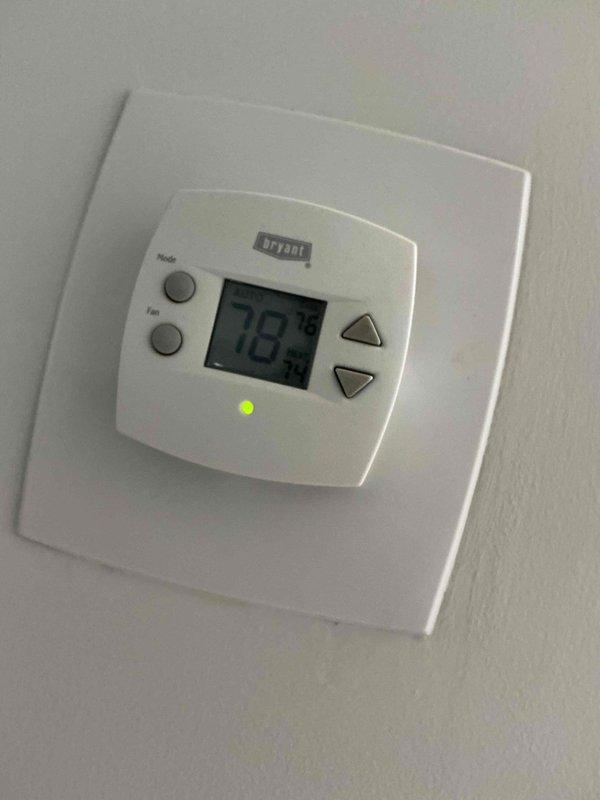 Completed Comfort Plan Clean and Check maintenance on an 18-year-old Bryant air conditioning system. Performed comprehensive inspection of air handler and condensing unit, including electrical components, contactor, capacitor, and thermostat operation. All components tested and found operating within normal parameters; system cooling properly at time of service.