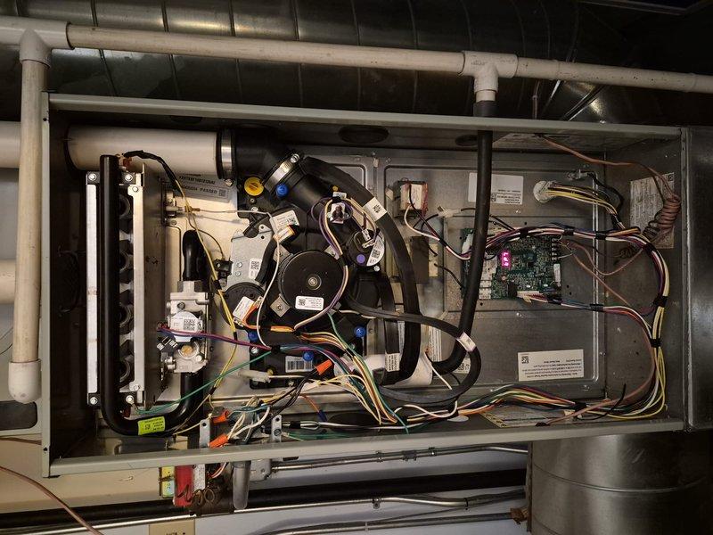 Completed preventive maintenance clean and check service on three air conditioning systems. Performed comprehensive inspection of all units including blower motor assemblies, electrical connections, control boards, evaporator coils, and ductwork connections. Verified proper operation of all mechanical and electrical components, documented system conditions with photographs, and confirmed units are operating within manufacturer specifications.
