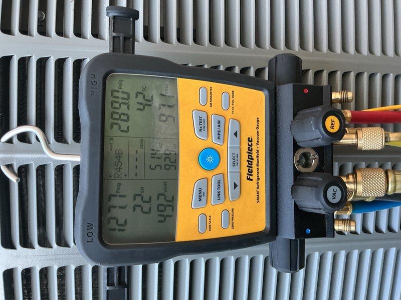 Completed full system replacement including reclamation of existing refrigerant from old A/C condenser, evaporator coil, and copper line-set. Disconnected and properly disposed of all existing equipment. Installed new Lennox 4-ton 18 SEER2 variable-speed air conditioning condensing unit on new pad with pea gravel for proper leveling. Mounted new evaporator coil in air handler and connected to existing copper refrigerant lines. Evacuated system to remove moisture and air, then charged with R454B refrigerant to manufacturer specifications. 

Installed refrigerant detection system (RDS) per current code requirements for A2L refrigerant applications. Mounted and wired new Ecobee Wi-Fi thermostat with one remote sensor, configuring system for optimal operation with variable-speed equipment. Performed complete system startup, tested all operational modes, adjusted airflow and refrigerant charge as needed. Verified proper electrical connections, condensate drainage, and safety controls. Condu