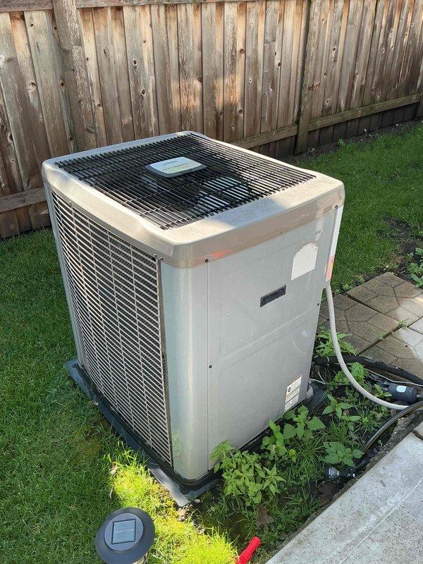 Completed comprehensive clean and check maintenance service on single HVAC system as part of comfort plan renewal. Inspected and serviced indoor air handler unit, confirmed proper operation of pleated air filter, and performed full inspection of outdoor condenser unit including cleaning and operational verification. All components found operating within normal parameters with no immediate service needs identified.