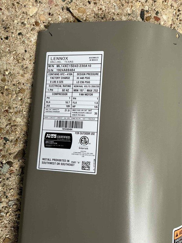 Responded to callback regarding noise from Lennox ML14XC1S042-230A10 condensing unit following recent maintenance visit. Inspected outdoor unit and electrical control panel, examining all electrical connections, contactors, and relay components for loose connections or vibration issues that may have developed after service. Verified compressor operation, fan motor function, and all wire terminations at control board; found all components secure and operating within normal parameters. Noise concern could not be replicated during inspection, all mounting hardware confirmed tight, and unit cycling properly with no abnormal sounds detected at time of visit.