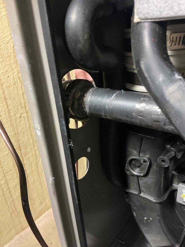 Responded to warranty callback for gas leak on recently installed Lennox furnace system. Located active leak at gas line elbow connection on interior furnace gas train near main supply line. Furnace and gas supply had been shut off by customer prior to arrival. Inspected gas piping connections and identified leak point at elbow joint. Repaired connection under warranty coverage. Performed leak test to verify repair integrity and system safety. Restored gas supply and returned furnace to normal operation.