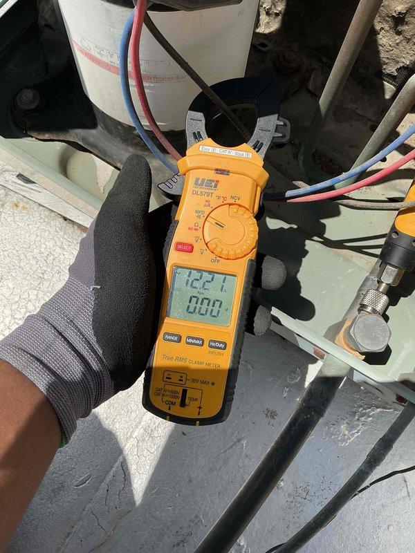 Completed scheduled Comfort Plan clean and check maintenance on single HVAC system. Performed comprehensive inspection of heating equipment, verified temperature readings at 75.0°F, tested electrical components showing 122.1V operation, and documented system conditions with warning labels and safety features intact. All equipment operating within normal parameters with no deficiencies noted.
