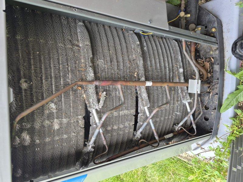 Completed annual Comfort Plan clean and check maintenance on single HVAC system. Performed thorough inspection of outdoor condensing unit, noting heavy accumulation of dirt and debris on condenser coil requiring cleaning to maintain optimal system efficiency and airflow. Collected payment for plan renewal as requested.