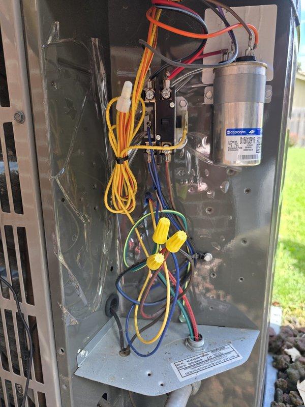 Completed comprehensive air conditioning tune-up on single system, including thorough inspection of electrical components, capacitor, contactor, and wiring connections within outdoor condensing unit. Verified system operation and measured supply air temperature at 65.8°F at interior register, confirming proper cooling performance and system functionality.