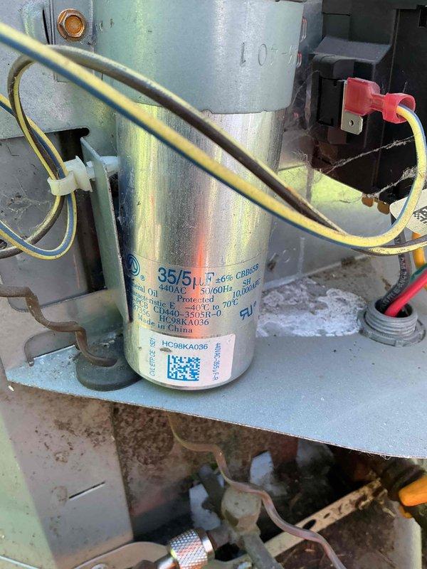 Completed comprehensive clean and check maintenance service on two air conditioning systems per service contract plan. Performed standard inspection procedures including electrical measurements, verified capacitor specifications at 35/5 MFD, and documented system operating parameters with all readings within normal range. Both units tested and operating properly upon completion.
