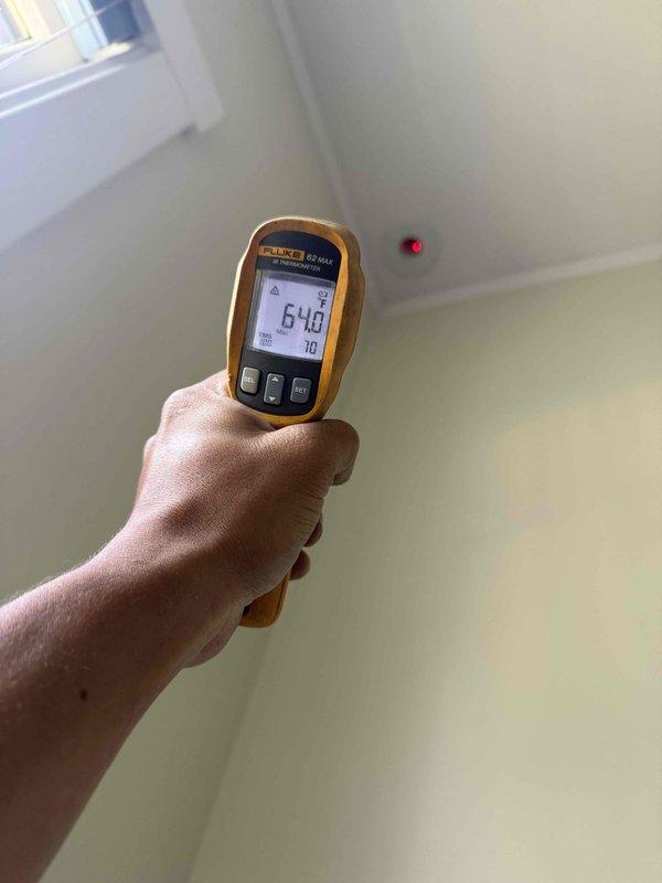 Responded to callback for non-functional C wire installation at downstairs thermostat location. Inspected HVAC control wiring and connections at air handler, verifying proper wire routing and terminations. Tested and confirmed C wire continuity, corrected wiring connections, and verified proper thermostat power supply to resolve installation issue.
