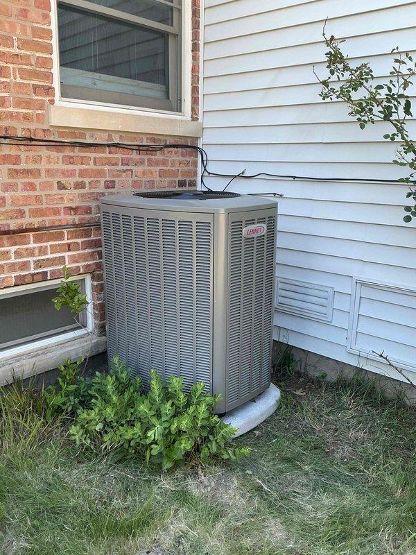 Completed full HVAC system replacement including reclamation of existing refrigerant from old condenser, evaporator coil, and copper line-set, followed by removal and disposal of old equipment. Installed new Lennox 18 SEER2 3-ton air conditioning condensing unit (Model EL18KCV-036-230) on leveled pad with pea gravel, along with new evaporator coil connected to existing copper refrigerant lines. Evacuated system to remove moisture and air, charged with R454B refrigerant, and performed complete start-up, testing, and safety inspection to verify proper operation. Additionally installed Ecobee Wi-Fi thermostat with one sensor and new Refrigerant Detection System (RDS) for enhanced safety monitoring.