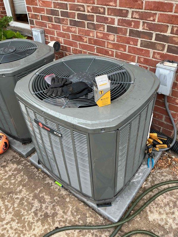 Completed comprehensive clean and check maintenance service on two HVAC systems per comfort plan agreement. Performed thorough inspection and maintenance on dual Trane outdoor condensing units and indoor air handler/furnace system, including coil cleaning, refrigerant level verification, electrical connection testing, and airflow assessment. All equipment operational and functioning within manufacturer specifications upon completion.
