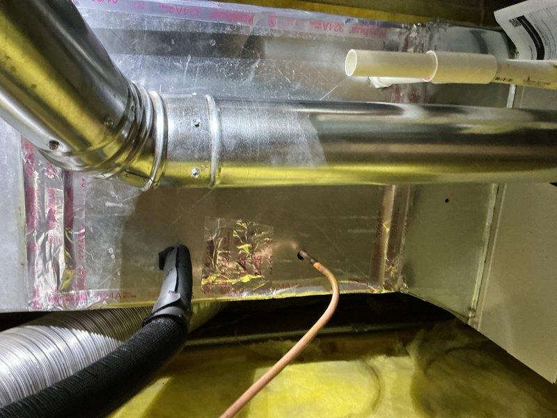 Completed evaporator coil replacement on residential HVAC system. Removed failed evaporator coil from air handler unit, installed new coil assembly, and reconnected refrigerant lines and condensate drainage. Verified proper insulation placement within mechanical space, ensured all ductwork connections were secure, and tested system operation to confirm adequate cooling performance.