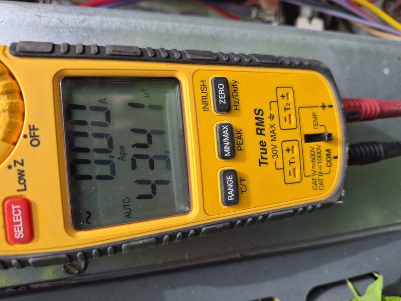 Completed preventive maintenance clean and check on air conditioning system per service contract plan. Performed comprehensive system inspection including electrical testing with digital multimeter to verify proper voltage and amperage readings at 23.5 units. Evaluated air filtration system and noted availability of replacement MERV 8 filters (20x25x4) on site for future maintenance intervals. All system components operating within normal parameters upon completion of service visit.