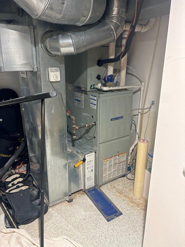 Responded to no cooling call on 8-year-old residential air conditioning system. Upon inspection, diagnosed failed capacitor as cause of system failure. Replaced defective capacitor with new unit, verified proper electrical connections, and restored cooling operation to entire home. System tested and confirmed functioning within normal operating parameters.