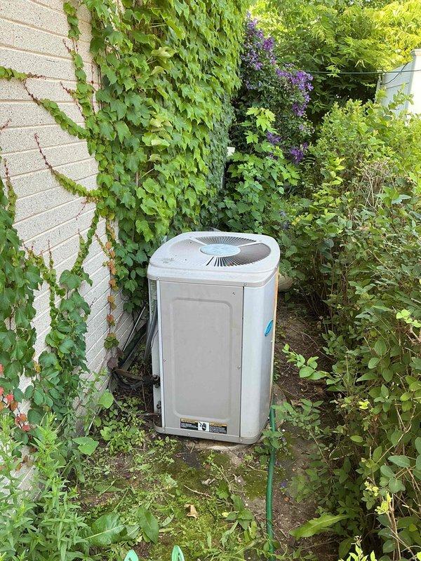 Completed spring maintenance clean and check on outdoor air conditioning unit per comfort plan agreement. Performed comprehensive system inspection, cleaned condenser coil, verified refrigerant temperatures with digital thermometer reading 88.4°F, checked electrical connections, and confirmed proper unit operation. Unit is functioning within normal parameters and ready for cooling season.