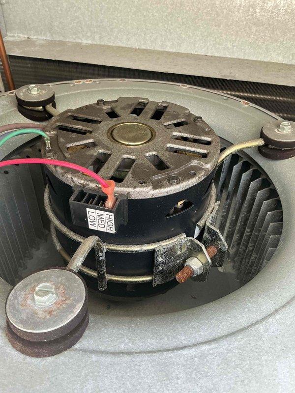 Returned to address ongoing cooling issue with rooftop unit serving office space. Upon inspection, found blower motor assembly required replacement due to failure. Removed defective motor from housing, installed new motor unit with proper mounting and electrical connections, and verified system operation with successful cooling restoration.