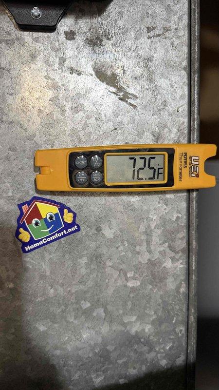 Completed preventative maintenance tune-up on single HVAC system. Performed comprehensive system inspection, recorded temperature readings of 72.3°F, measured electrical current draw at 308 amps using clamp meter, and verified capacitor operation and all electrical connections were secure.