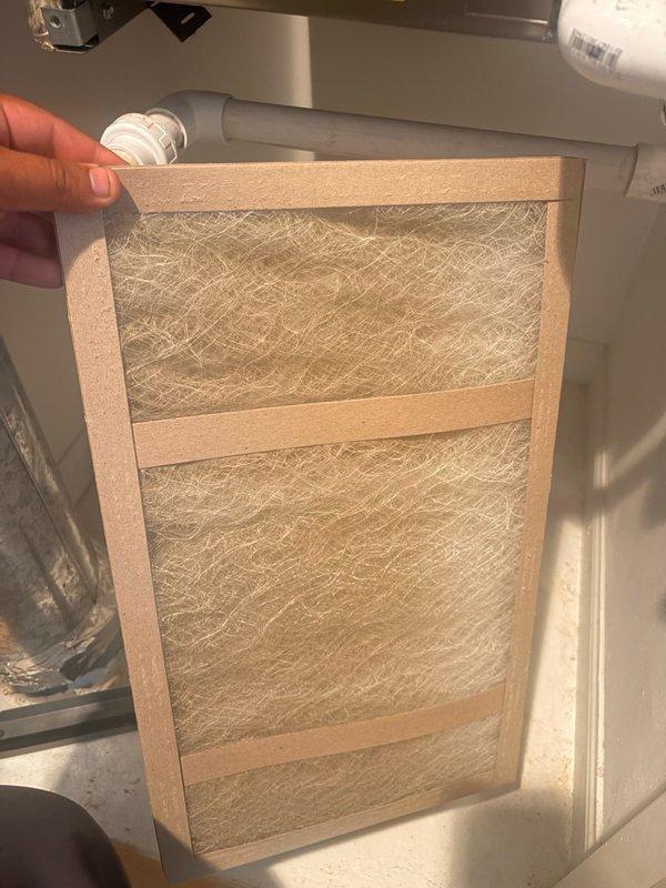 Responded to no cooling complaint with home temperature reading 80 degrees and thermostat adjustment difficulties. Upon inspection, found dirty air filter restricting airflow to the system. Replaced air filter and verified proper thermostat operation and system functionality, restoring normal cooling operation to the residence.