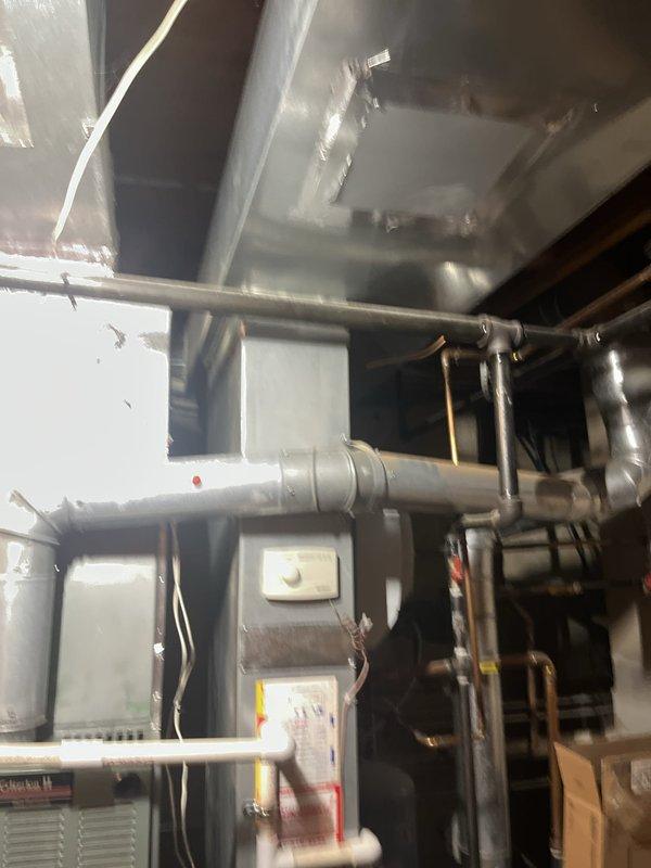Completed full HVAC system replacement on first floor, installing new Rheem Criterion II furnace and air conditioning unit. System included comprehensive ductwork connections, refrigerant charging with 410A, copper line set installation, PVC condensate drainage piping, gas supply connections, and electrical wiring. All equipment was properly mounted, secured, and tested for optimal performance to address the underperforming cooling system.