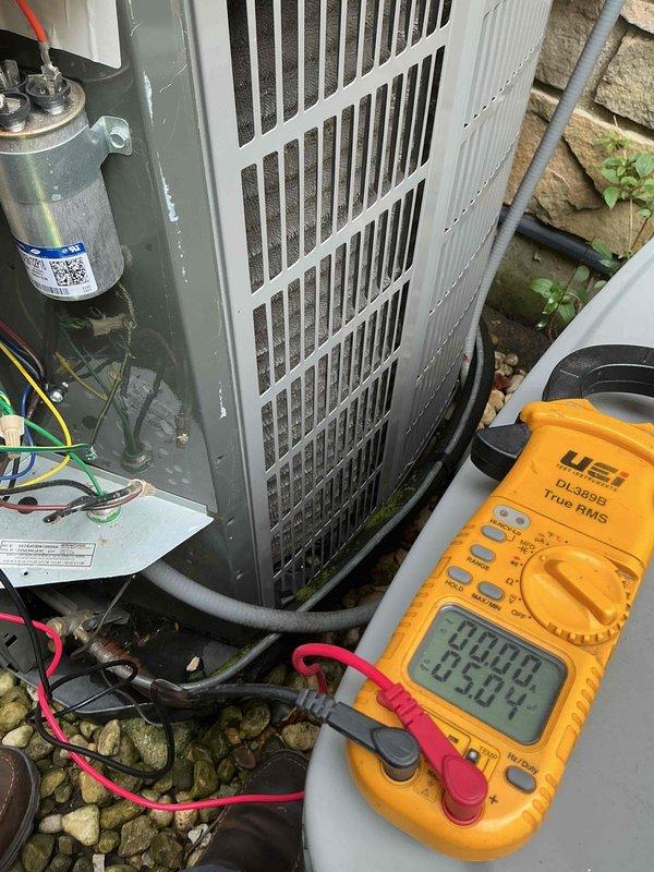 Completed spring clean and check maintenance on four air conditioning systems per service contract plan. Performed comprehensive inspection of all units including electrical component testing with digital multimeter, verified capacitor operation and specifications, inspected all wire connections and terminals for secure contact, and confirmed proper system function. All units operating within normal parameters with no deficiencies noted.