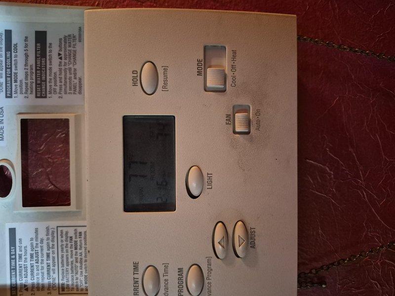 Responded to no cooling complaint at residential property. Upon arrival, performed diagnostic evaluation of air conditioning system using digital multimeter to test electrical components and verify proper voltage readings. Inspected thermostat control panel and verified programming settings and operational functions. Documented equipment information and captured diagnostic readings for service records. Discussed available comfort plan options with customer and provided paper invoice as requested per customer preference.