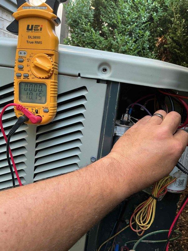 Performed comprehensive clean and check maintenance on two air conditioning systems per comfort plan agreement. Addressed ongoing issue with one unit that had been experiencing intermittent operational problems, conducting diagnostic testing with digital multimeter to measure capacitor performance and electrical values. Inspected and tested run/start capacitors, verified proper electrical connections, and documented system readings to ensure both units are operating within manufacturer specifications.
