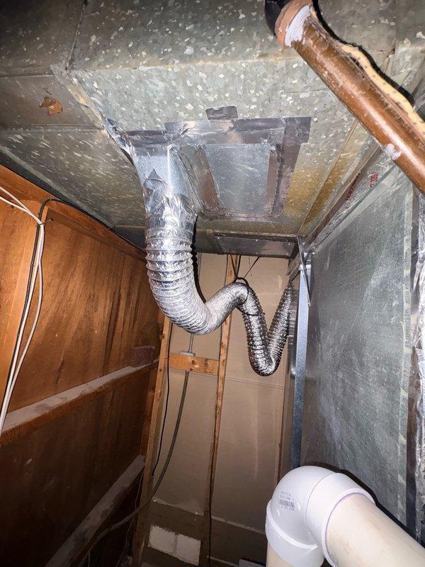 Responded to customer concerns regarding uneven temperature distribution and poor airflow in bedrooms, with reported 4-5 degree temperature variations. Performed comprehensive ductwork inspection using camera equipment to assess existing flexible duct system for leakage and airflow restrictions. Documented conditions of HVAC distribution system including flexible aluminum ductwork routing through attic space, register placement and condition in affected rooms, and potential sources of air loss or inadequate circulation that may be contributing to hot spots and reduced comfort levels in sleeping areas.