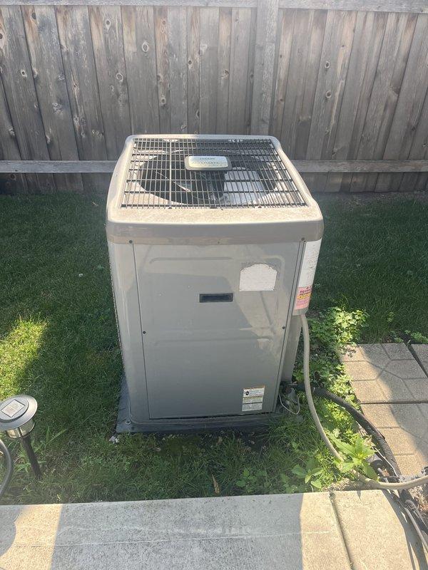 Conducted on-site assessment of existing residential HVAC system including outdoor condensing unit and attic-mounted air handler to provide replacement estimate. Documented current equipment condition through photographic documentation showing aged outdoor unit positioned on concrete pad adjacent to residential structure. Collected payment for membership program renewal and advised customer that separate invoicing would be processed through appropriate channels for the equipment replacement quote.