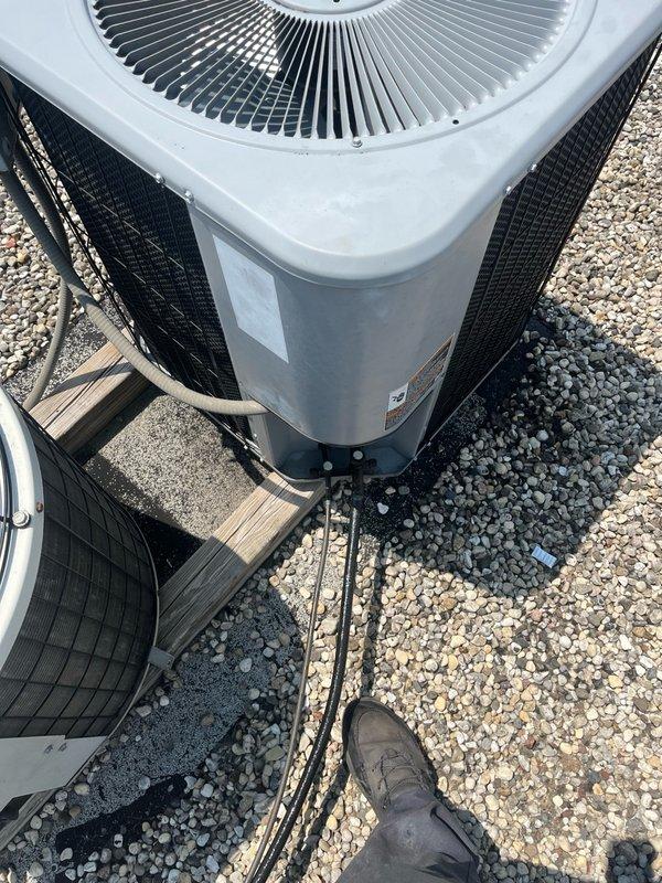 Replaced the line dryer at the air handler to restore proper system function. Evacuated the refrigerant lines to remove moisture and contaminants, then recharged the system to manufacturer specifications for optimal cooling performance. Documented the completed installation with photos showing the outdoor condenser units and refrigerant line connections.