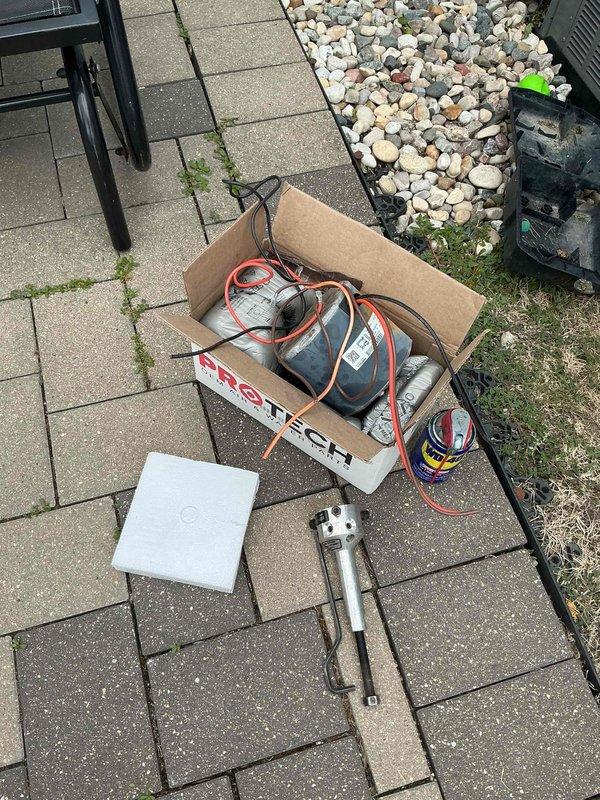 Replaced failed condenser fan motor on outdoor HVAC unit. Retrieved replacement motor from supply house, removed old motor assembly, and installed new PRO-TECH motor with proper electrical connections. Unit tested and confirmed operational upon completion.