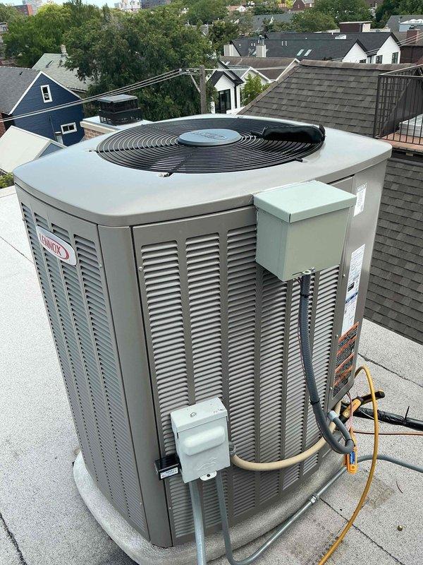 Responded to no cooling condition affecting second floor zone. Diagnosed failed wireless relay system preventing proper communication between thermostats and rooftop HVAC unit. Replaced all three wireless relays with hardwired relay configuration, installing new weatherproof junction boxes, transformers, and control relays to ensure reliable zone control. Verified proper operation of Aprilaire thermostats controlling second and third floor zones, confirmed cooling cycle engagement, and tested system communication with rooftop Lennox condensing unit. All zones now operating correctly with proper temperature control and scheduling functions restored.