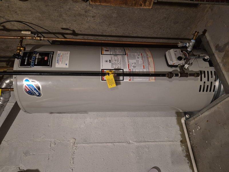 Responded to no hot water call on 6-year-old Bradford White horizontal tank water heater with pilot light failure. Inspected unit and associated gas supply components, diagnosed pilot assembly malfunction preventing ignition. Restored hot water operation to the residential water heating system.