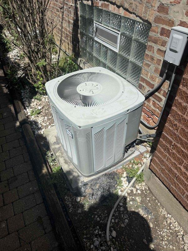 Responded to no-cooling service call on residential air conditioning system. Upon arrival, performed diagnostic evaluation of outdoor condenser unit and verified indoor temperature reading of 73°F. Conducted visual inspection of equipment, documented unit condition and electrical connections, collected all equipment information, and presented flat-rate repair options to restore cooling operation.