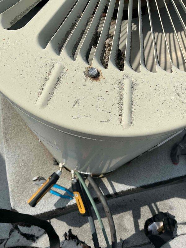 Responded to no cooling complaint on Kenmore HVAC system in condo unit. Upon arrival, found system heating properly but failing to produce cool air. Performed diagnostic evaluation of both indoor furnace unit and outdoor condenser. Inspected condenser unit and found significant dirt and debris accumulation on fan housing and grilles, along with visible weathering indicating extended outdoor exposure and lack of regular maintenance. Examined electrical connections and wiring at condenser, noting equipment condition consistent with reported history of minimal prior use by previous owner. Documented equipment information and photographed indoor furnace installation in utility closet along with outdoor condenser condition. Provided homeowner with diagnostic findings and repair options to restore cooling functionality to system.