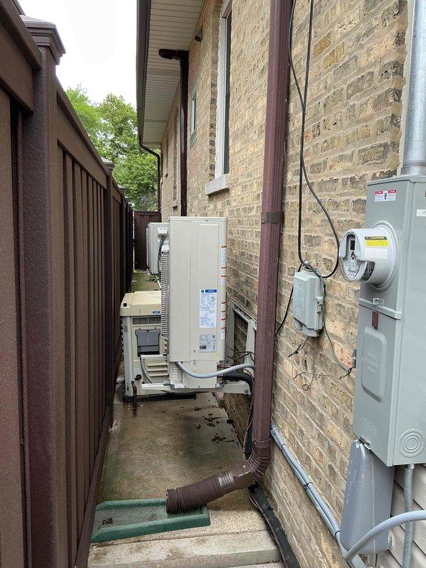 Completed comprehensive spring clean and check maintenance on one mini-split system with two additional heads per Gold Comfort Plan protocol. Performed thorough inspection and cleaning of outdoor condenser unit, which showed significant dust and debris accumulation on coil slats requiring detailed maintenance. Verified proper operation of all three heads, checked electrical connections and refrigerant levels, cleaned filters, and ensured system functionality across all zones.